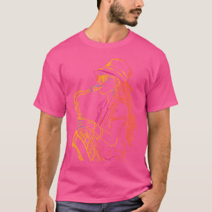 Vrouw saxofonist die jazzmuziek tekent t-shirt