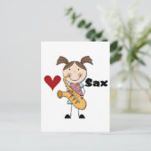 Vrouw Saxophone Player-overhemden en -cadeaus Briefkaart (Staand voorkant)