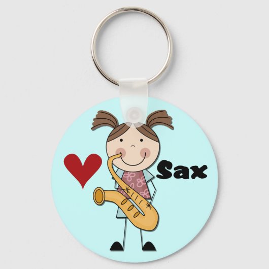 Vrouw Saxophone Player-overhemden en -cadeaus Sleutelhanger (Voorkant)