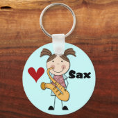 Vrouw Saxophone Player-overhemden en -cadeaus Sleutelhanger (Voorkant)