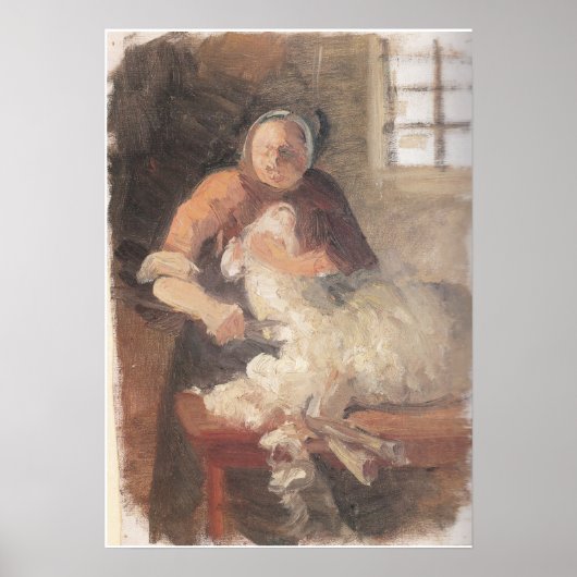 Vrouw Schapen Ancher Poster (Voorkant)