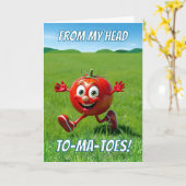 Vrouw Schattige Jubileum Tomato Pun Cartoon Kaart (Gele Bloem)