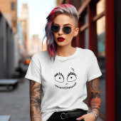 Vrouw Schattige Spooky Skeleton Face T-shirt