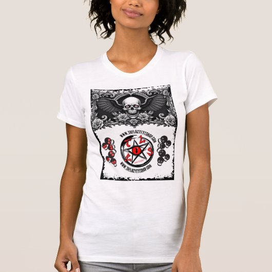 Vrouw schedel en Rozen ontwerp T-shirt (Voorkant)