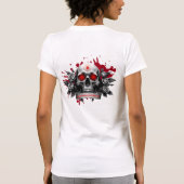 Vrouw schedel en Rozen ontwerp T-shirt (Achterkant)