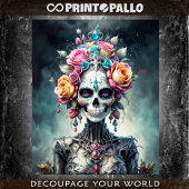 Vrouw schedel godin in bloemen - Lady Death Tissuepapier