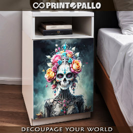 Vrouw schedel godin in bloemen - Lady Death Tissuepapier