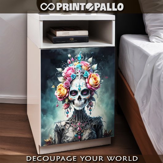 Vrouw schedel godin in bloemen - Lady Death Tissuepapier