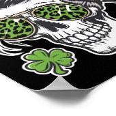 Vrouw Schedel St. Patricks Dag Rommelige Knot Poster (Hoek)