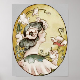 Vrouw schoonheidscharme elegance portret poster
