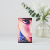 Vrouw schoonheidsgezicht vierkant visitekaartje (Staand voorkant)