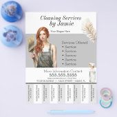 Vrouw Schoonmaak Service Business Tear Off Flyer (Enkel)