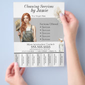 Vrouw Schoonmaak Service Business Tear Off Flyer (Hand)