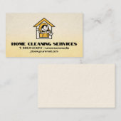 Vrouw schoonmaken Huis Logo | Geel Visitekaartje (Voorkant / Achterkant)