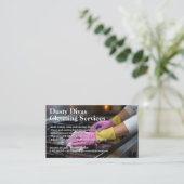 Vrouw schoonmaken kachel | Huisreiniger Visitekaartje (Staand voorkant)