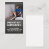 Vrouw schoonmaken slaapkamer | schoonmaakster visitekaartje (Voorkant / Achterkant)