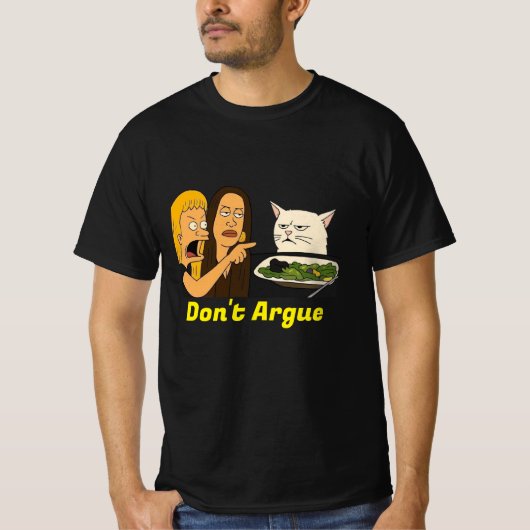 Vrouw schreeuwt tegen Cat Meme grappig T-shirt (Voorkant)