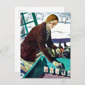 Vrouw & Scottie Dog Planting Seeds Holiday Postcar Feestdagenkaart (Voorkant / Achterkant)