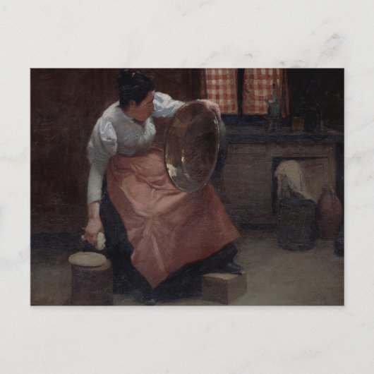 Vrouw Scouring Briefkaart (Voorkant)