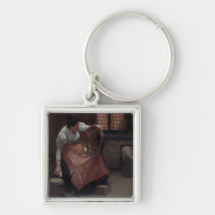 Vrouw Scouring Sleutelhanger