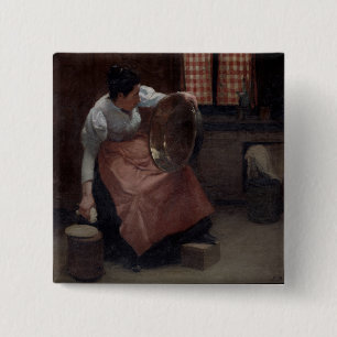 Vrouw Scouring Vierkante Button 5,1 Cm