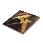 Vrouw Screech Owl antiek schilderij Tegeltje (Zijkant)