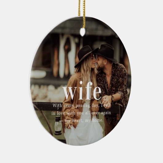 vrouw | Sentimentele foto KeepSake Kerstmis Keramisch Ornament (Rechts)