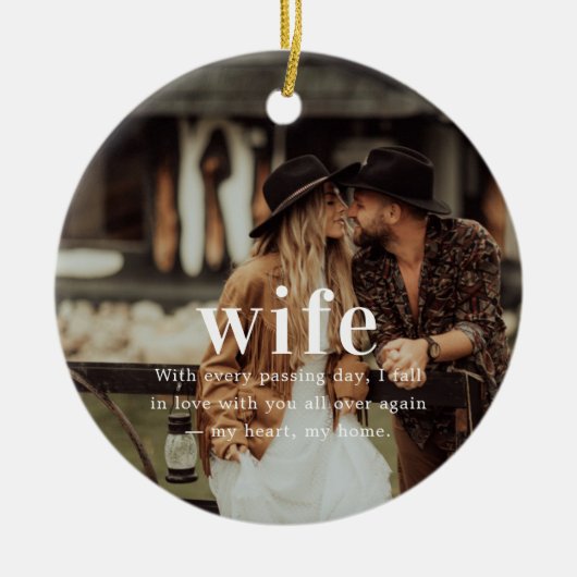 vrouw | Sentimentele foto KeepSake Kerstmis Keramisch Ornament (Voorkant)