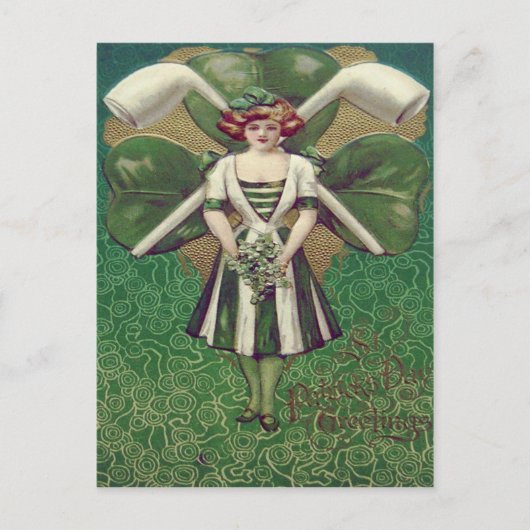 Vrouw Shamrock Clay Pipe Briefkaart (Voorkant)