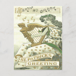 Vrouw Shamrock Harp van Erin Muzieknotaties Briefkaart