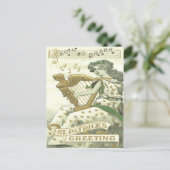 Vrouw Shamrock Harp van Erin Muzieknoten Briefkaart (Staand voorkant)