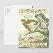 Vrouw Shamrock Harp van Erin Muzieknoten Briefkaart (Voorkant / Achterkant)