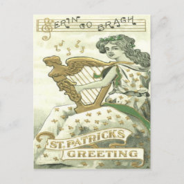 Vrouw Shamrock Harp van Erin Muzieknoten Briefkaart