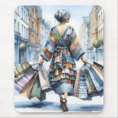 Vrouw Shopper met tassen Muismat (Voorkant)