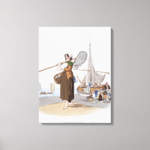Vrouw Shrimper, uit "Costume of Great Britain", Canvas Afdruk