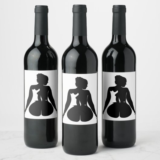 vrouw silhouet 97 wijn etiket (Flessen)