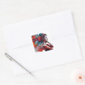 Vrouw silhouet, boho stijl, vierkante sticker (Envelop)