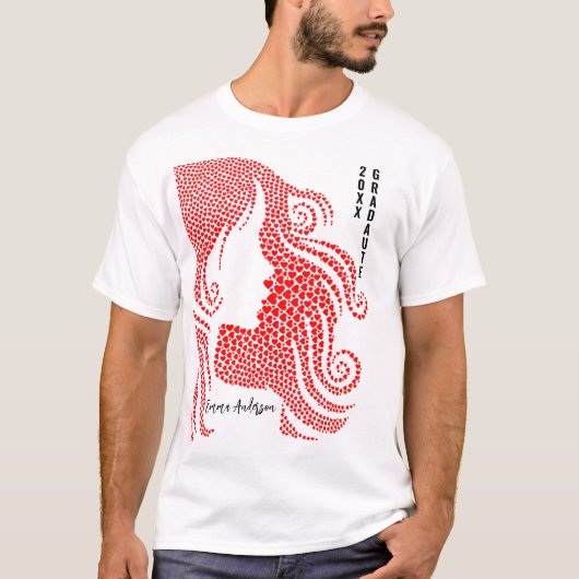 Vrouw Silhouet in harten | AFSTUDEREN T-shirt (Voorkant)