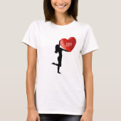Vrouw silhouet met groot hart t-shirt (Voorkant)