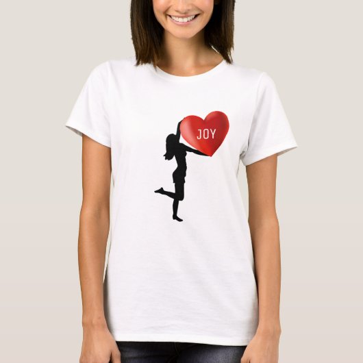Vrouw silhouet met groot hart t-shirt (Voorkant)