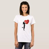 Vrouw silhouet met groot hart t-shirt (Voorkant volledig)