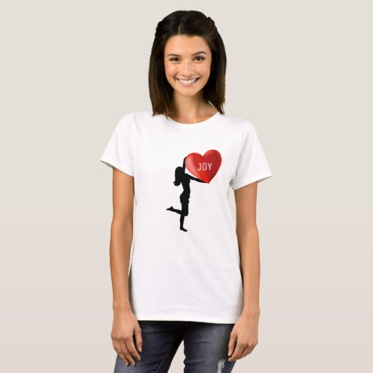 Vrouw silhouet met groot hart t-shirt (Voorkant volledig)