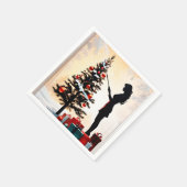 Vrouw Silhouet met versierde kerstboom Servet (Hoek)