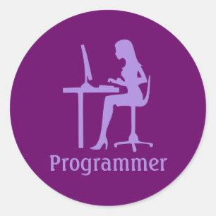 Vrouw Silhouet Programmeur Stickers