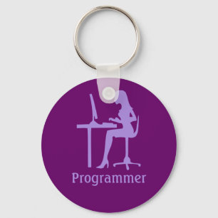 Vrouw Silhouette Programmer Sleutelhanger
