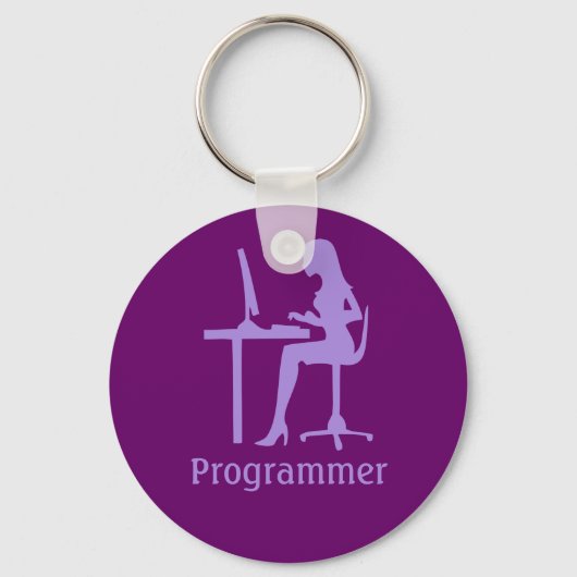 Vrouw Silhouette Programmer Sleutelhanger (Voorkant)