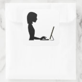 Vrouw Silhouette Vierkante Sticker (Tas)