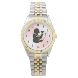 Vrouw Singer met zwarte cijfers Roze Horloge