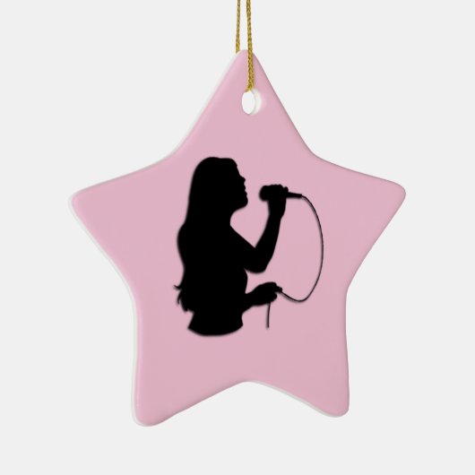 Vrouw Singer Pink Keramisch Ornament (Rechts)