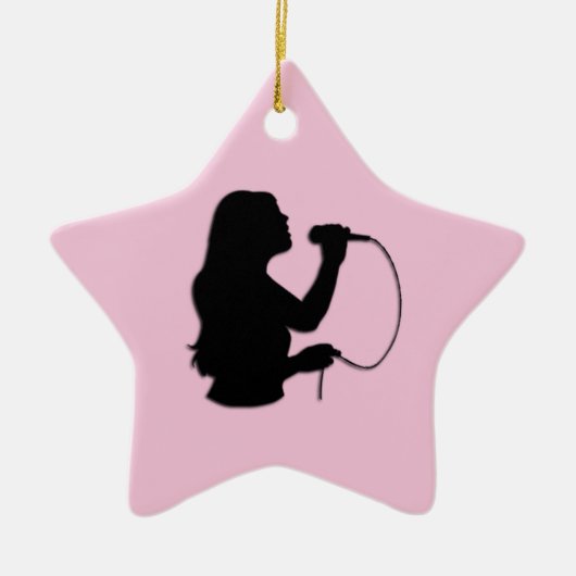 Vrouw Singer Pink Keramisch Ornament (Voorkant)